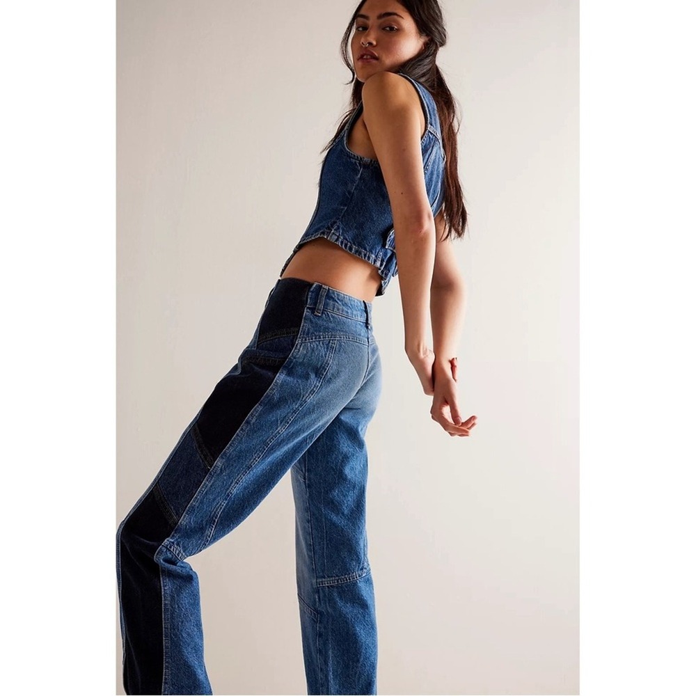 Free People We The‎ Free Moonlit Moto Slim Bootcut Jeans Sz.27 NWT - Picture 2 of 7